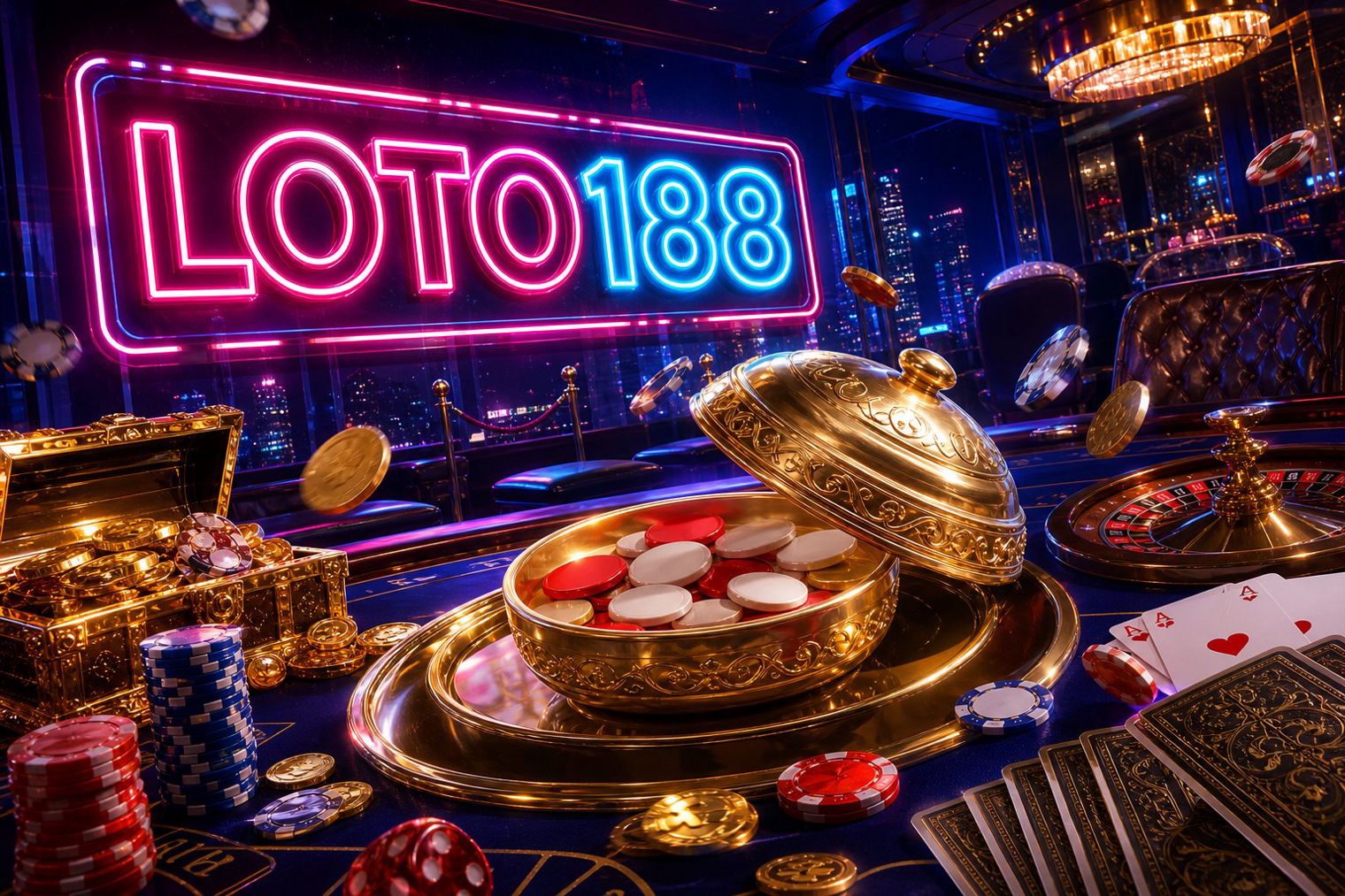 Giao diện trang chủ ứng dụng LOTO188 với các mục trò chơi xổ số, lô đề và casino